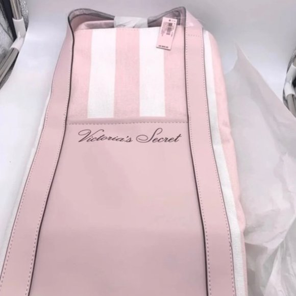 Classic Light Pink Stripes TOTE bag Victoria's Sec - Picture 4 of 7
